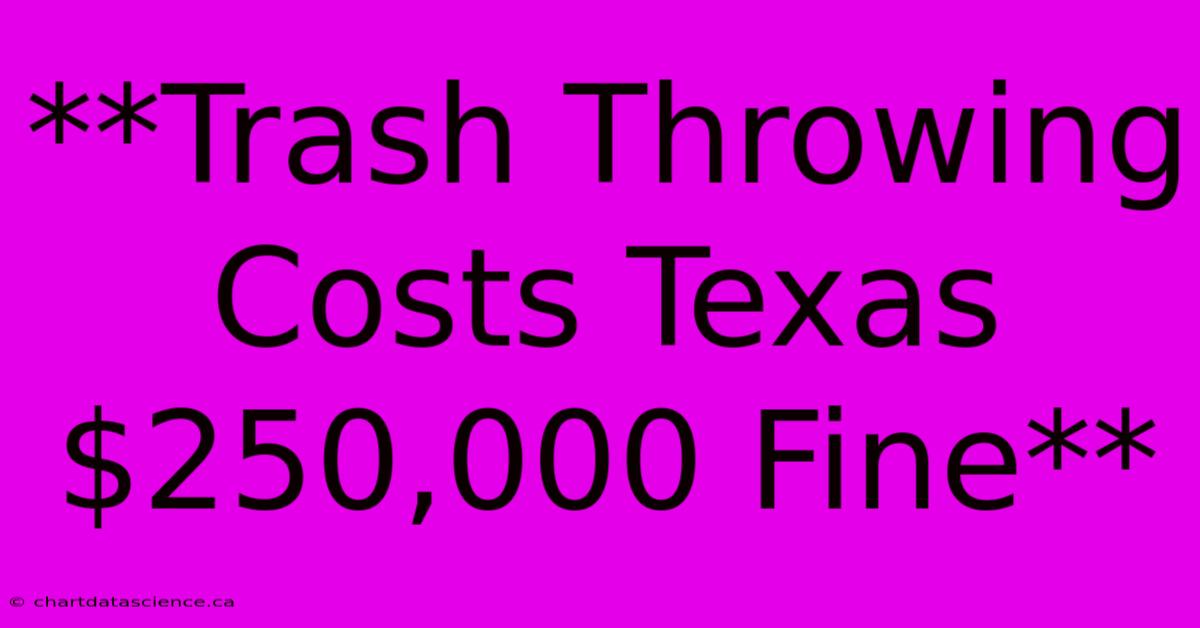 **Trash Throwing Costs Texas $250,000 Fine**