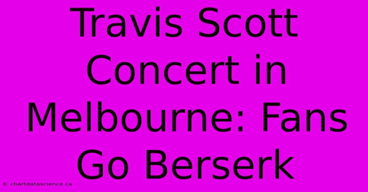 Travis Scott Concert In Melbourne: Fans Go Berserk