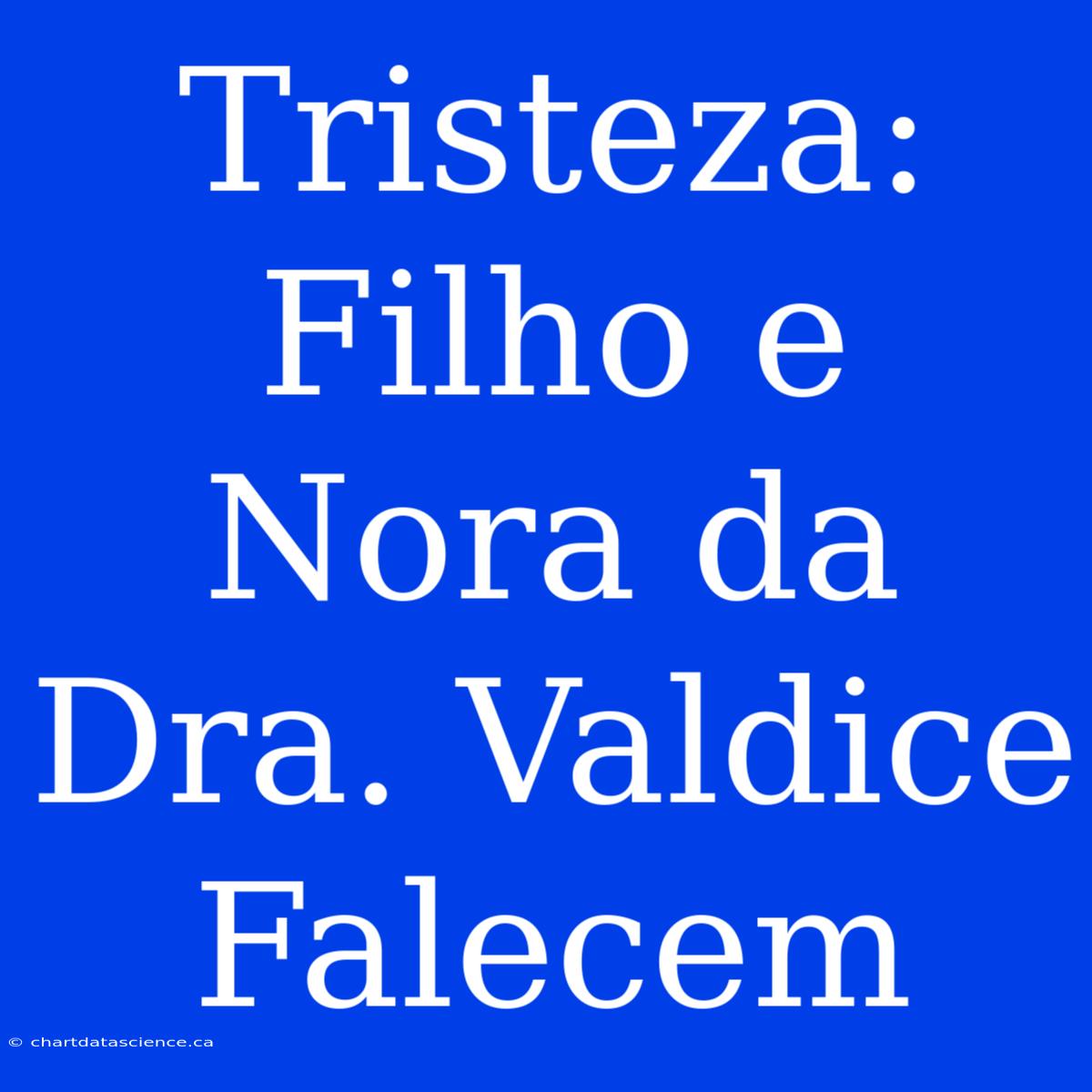 Tristeza: Filho E Nora Da Dra. Valdice Falecem