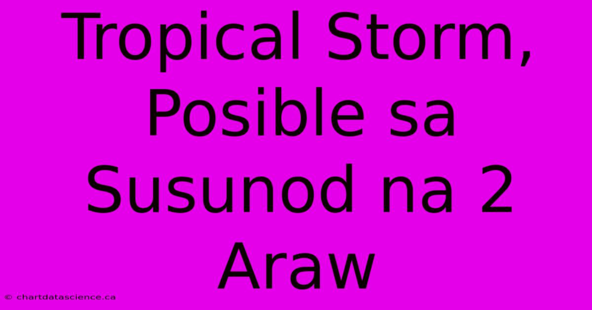 Tropical Storm, Posible Sa Susunod Na 2 Araw