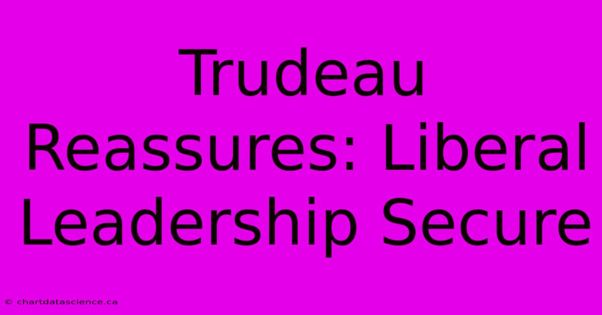 Trudeau Reassures: Liberal Leadership Secure