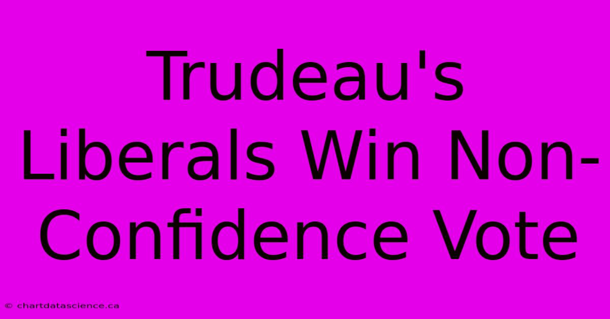 Trudeau's Liberals Win Non-Confidence Vote