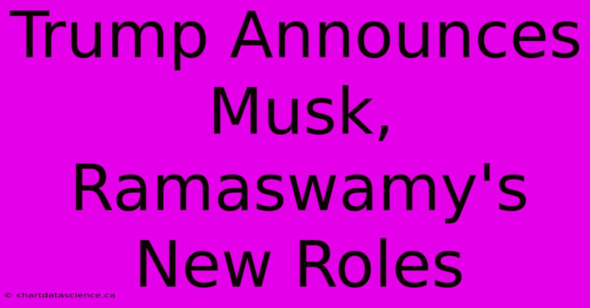 Trump Announces Musk, Ramaswamy's New Roles