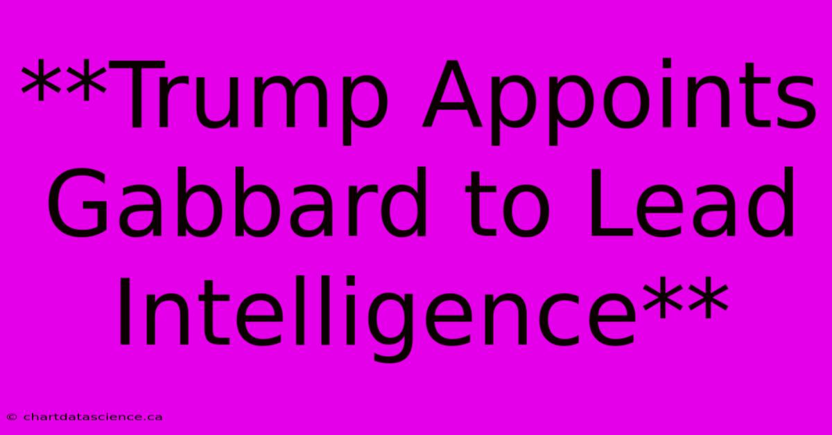 **Trump Appoints Gabbard To Lead Intelligence** 