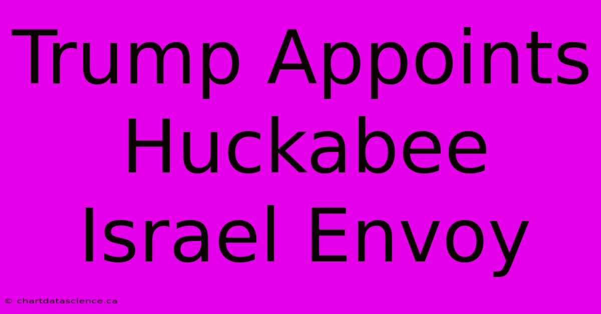 Trump Appoints Huckabee Israel Envoy