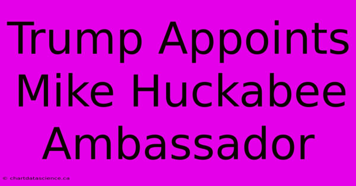 Trump Appoints Mike Huckabee Ambassador