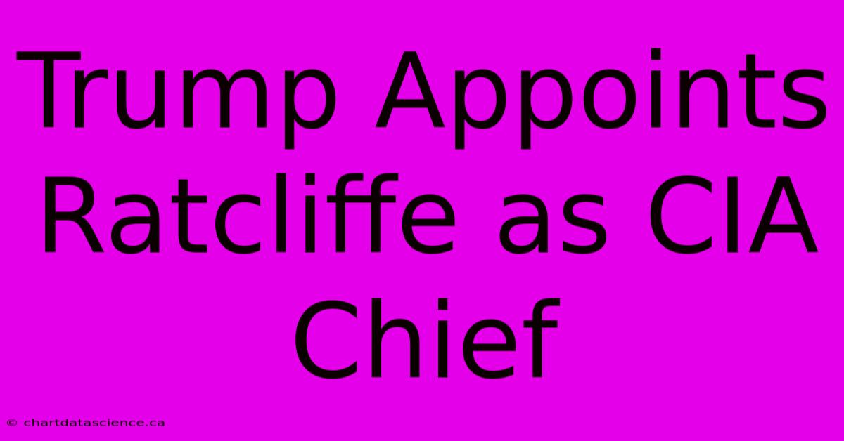 Trump Appoints Ratcliffe As CIA Chief