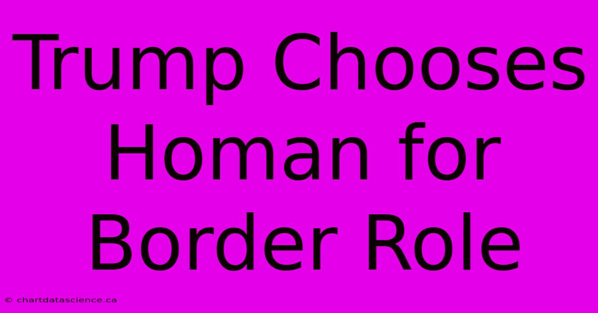 Trump Chooses Homan For Border Role