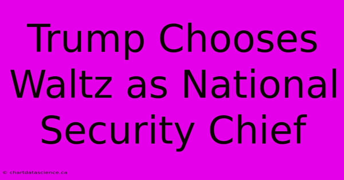 Trump Chooses Waltz As National Security Chief