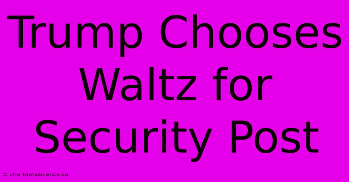 Trump Chooses Waltz For Security Post 