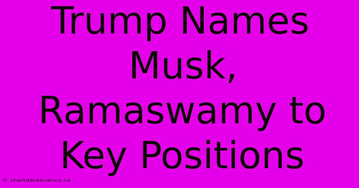 Trump Names Musk, Ramaswamy To Key Positions 