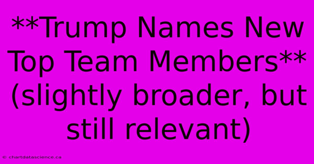 **Trump Names New Top Team Members** (slightly Broader, But Still Relevant)