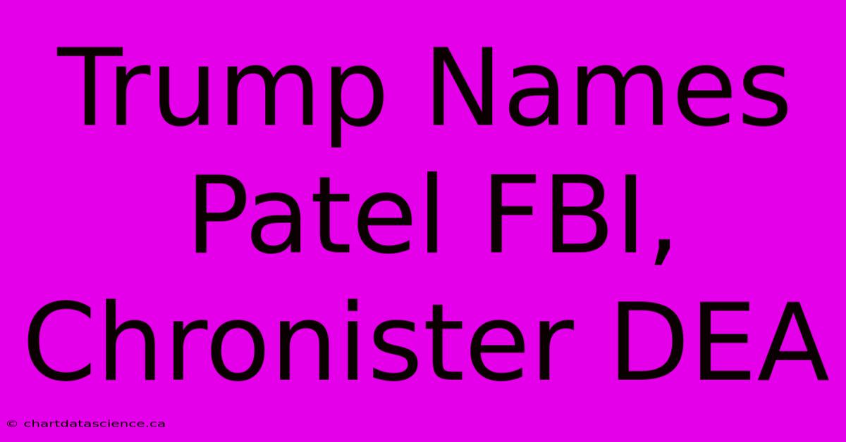 Trump Names Patel FBI, Chronister DEA