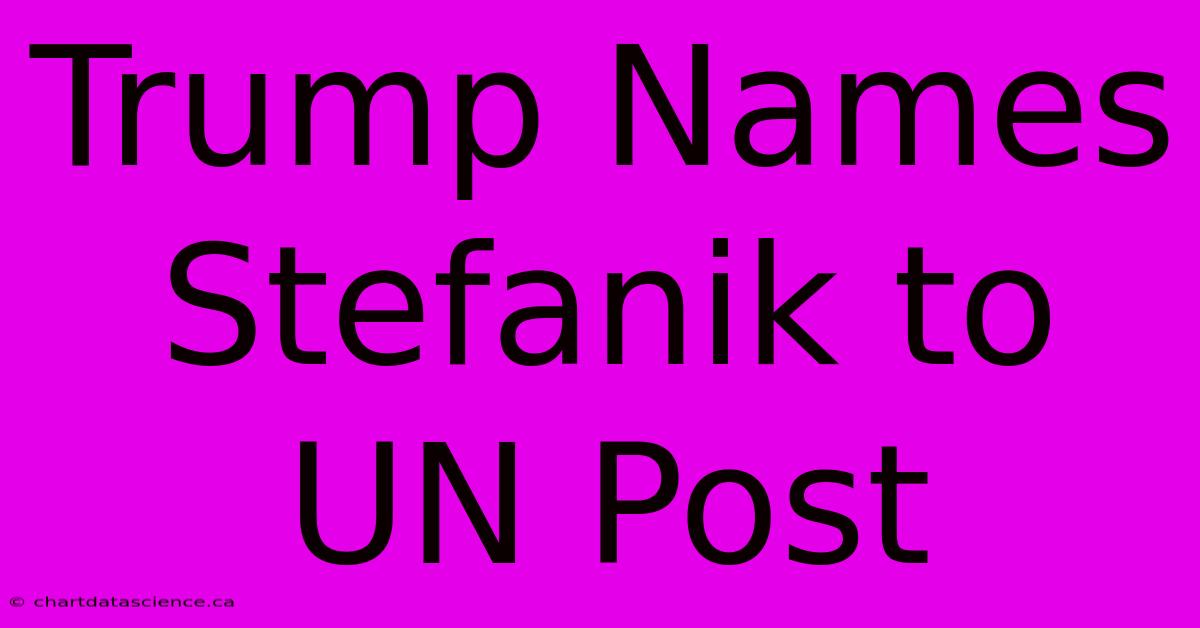 Trump Names Stefanik To UN Post 