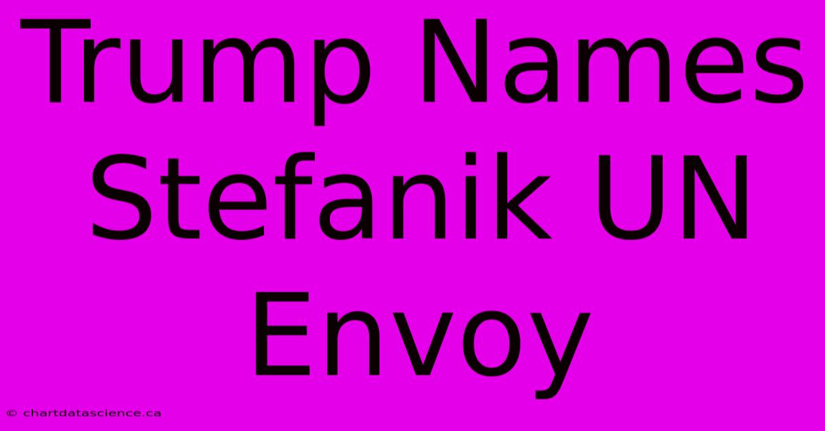 Trump Names Stefanik UN Envoy 