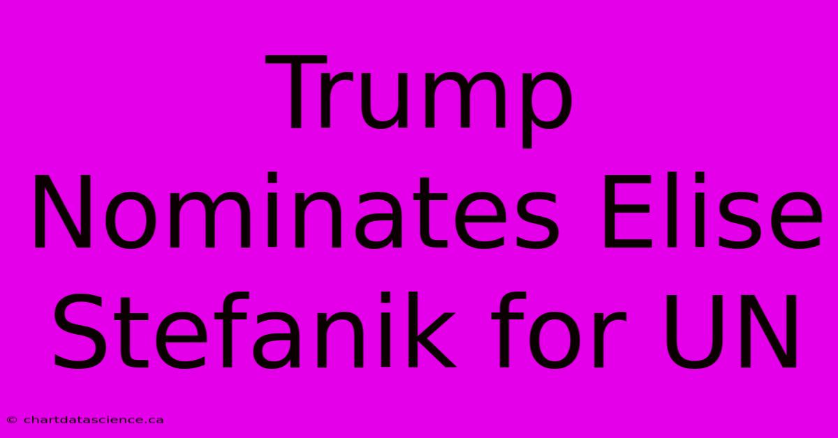 Trump Nominates Elise Stefanik For UN