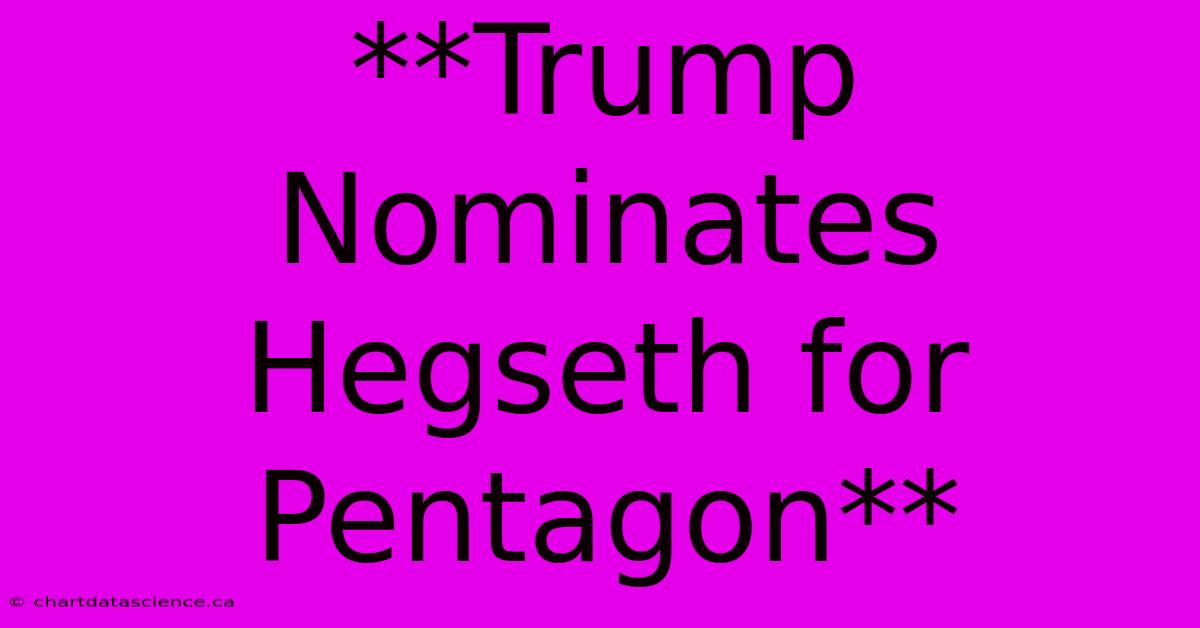 **Trump Nominates Hegseth For Pentagon** 