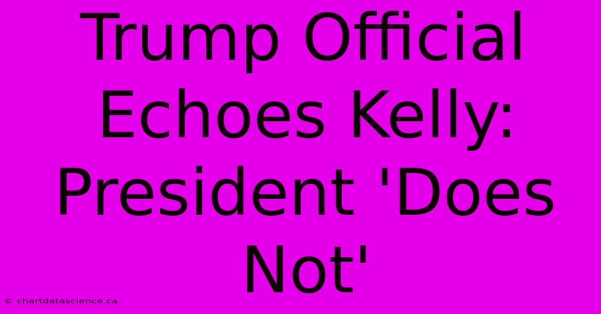 Trump Official Echoes Kelly: President 'Does Not'