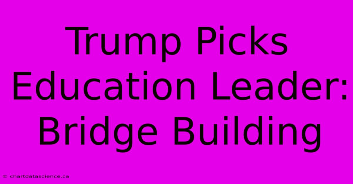 Trump Picks Education Leader: Bridge Building