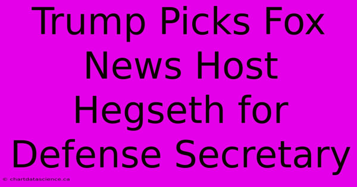 Trump Picks Fox News Host Hegseth For Defense Secretary