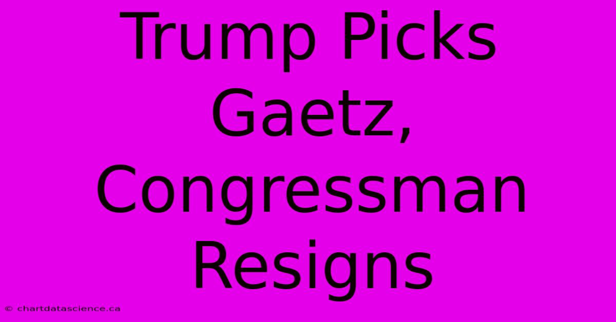 Trump Picks Gaetz, Congressman Resigns