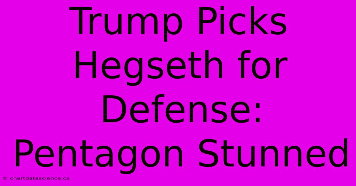 Trump Picks Hegseth For Defense: Pentagon Stunned