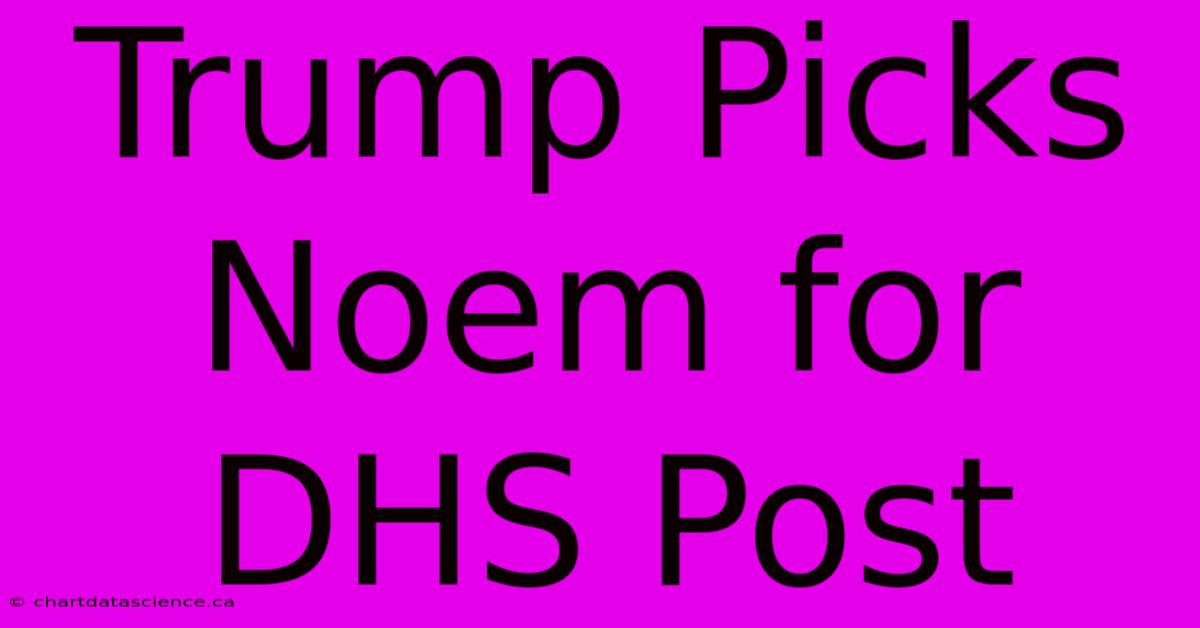 Trump Picks Noem For DHS Post