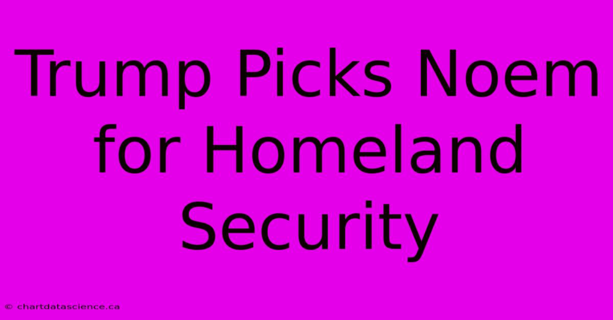 Trump Picks Noem For Homeland Security