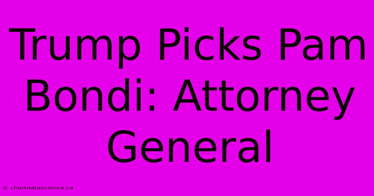 Trump Picks Pam Bondi: Attorney General