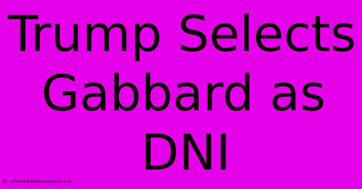 Trump Selects Gabbard As DNI