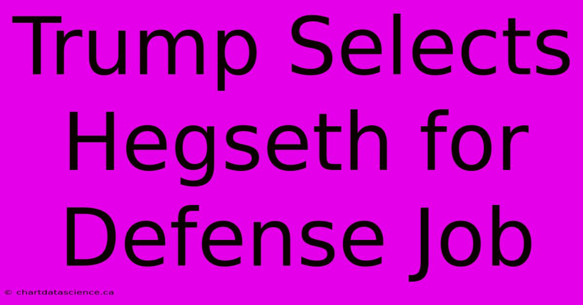 Trump Selects Hegseth For Defense Job 