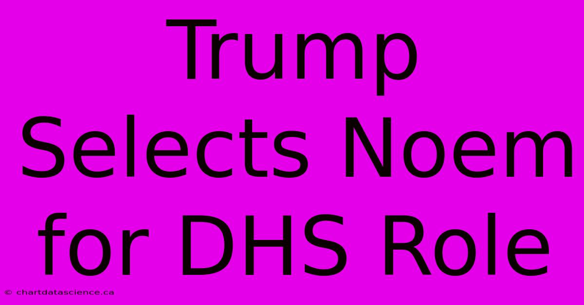 Trump Selects Noem For DHS Role 