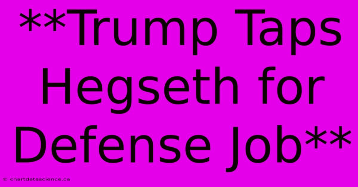 **Trump Taps Hegseth For Defense Job**