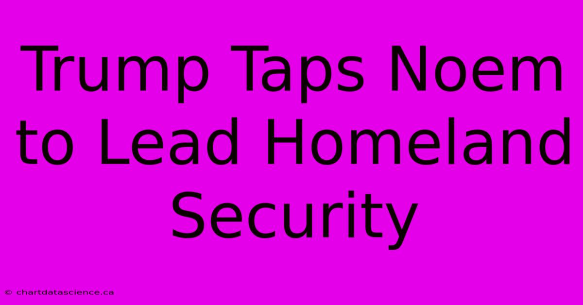 Trump Taps Noem To Lead Homeland Security