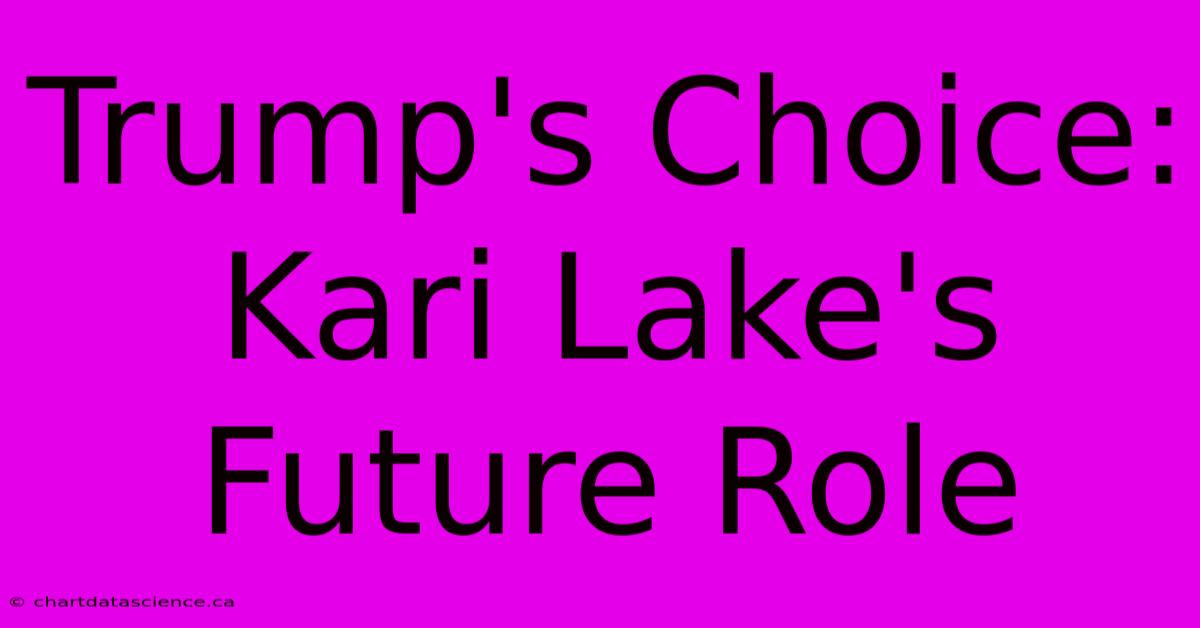 Trump's Choice: Kari Lake's Future Role