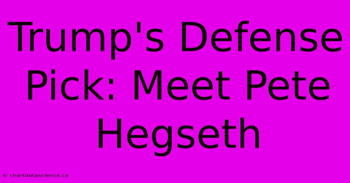 Trump's Defense Pick: Meet Pete Hegseth