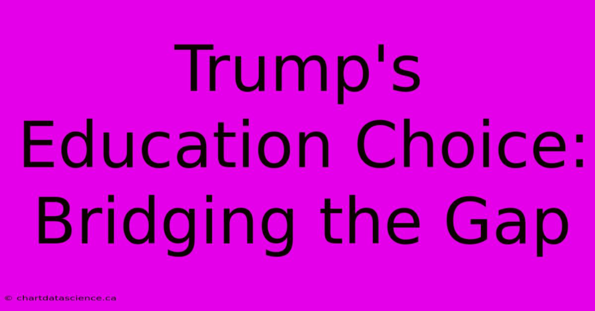 Trump's Education Choice: Bridging The Gap