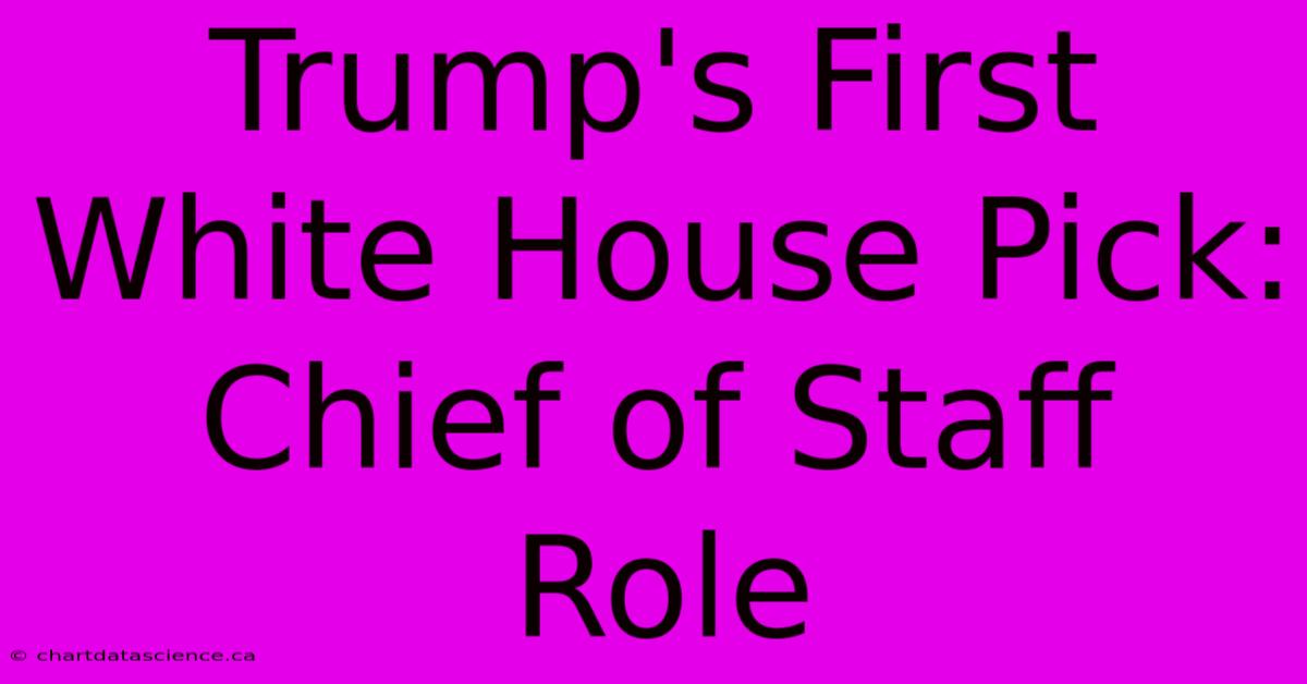 Trump's First White House Pick: Chief Of Staff Role