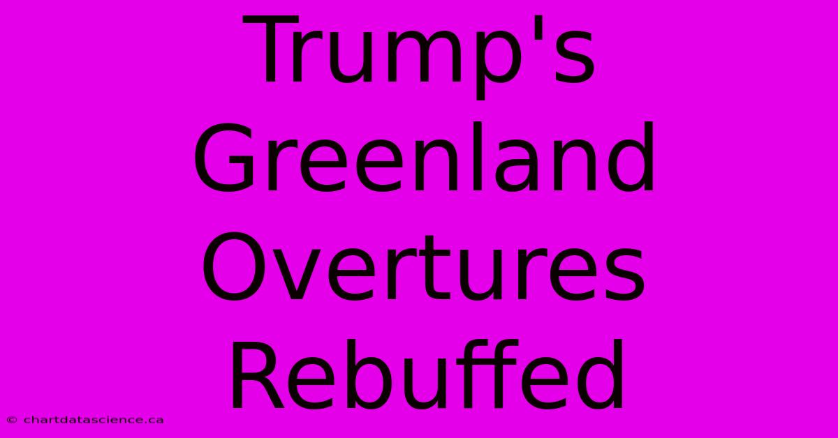 Trump's Greenland Overtures Rebuffed