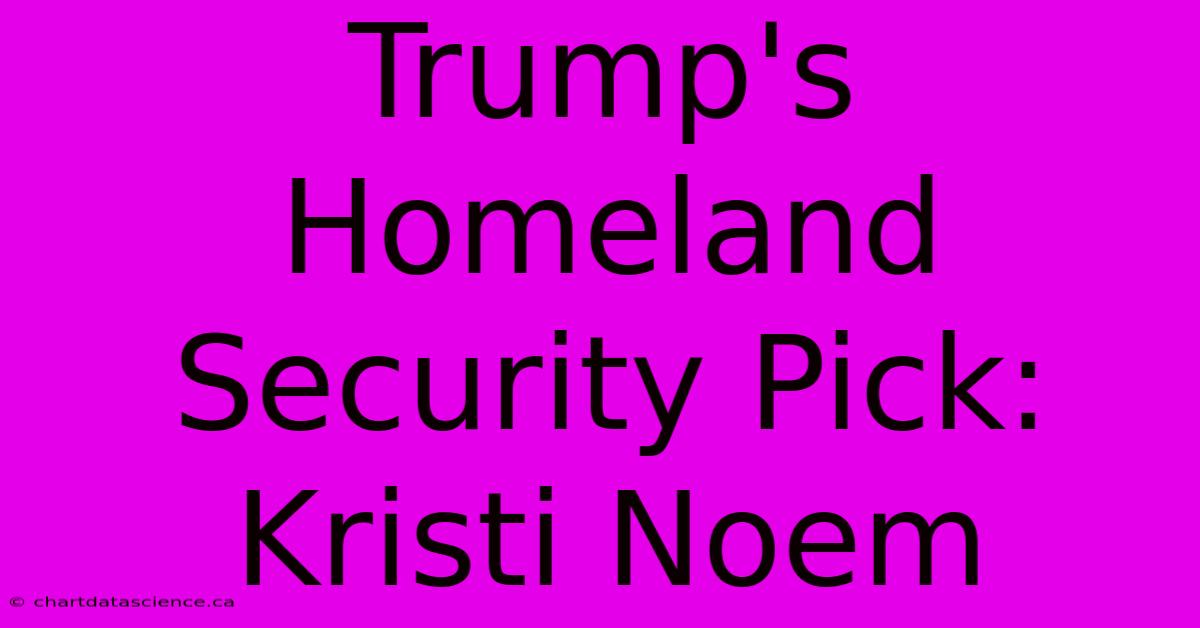 Trump's Homeland Security Pick: Kristi Noem 