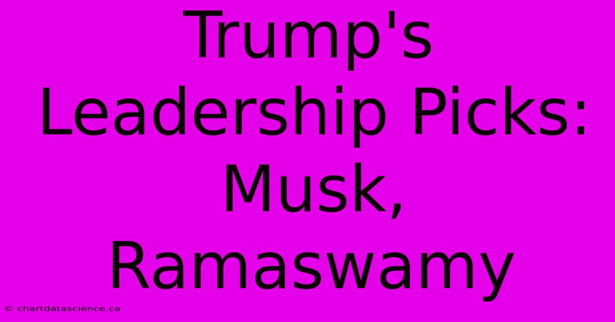 Trump's Leadership Picks: Musk, Ramaswamy