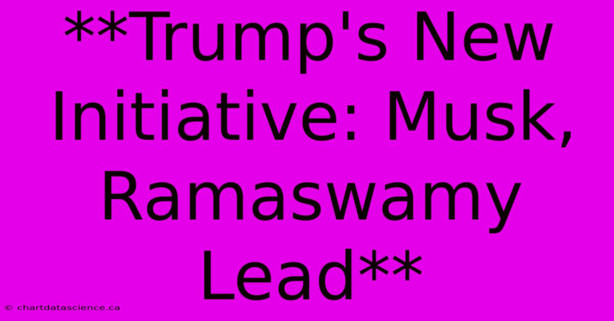 **Trump's New Initiative: Musk, Ramaswamy Lead** 