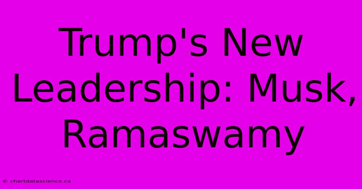 Trump's New Leadership: Musk, Ramaswamy 