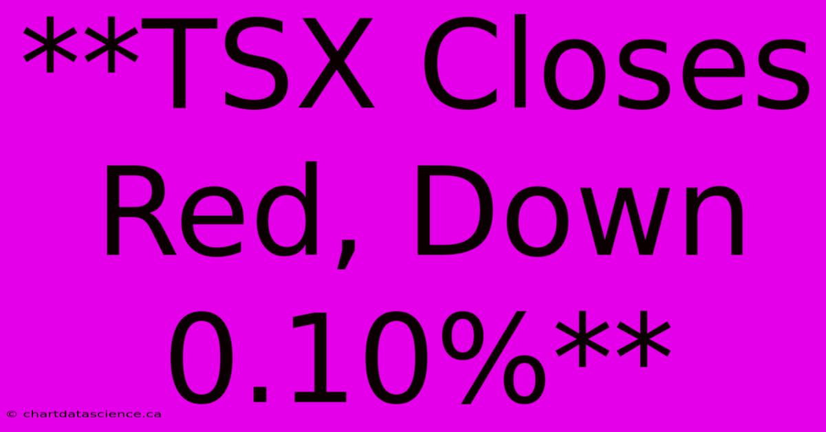 **TSX Closes Red, Down 0.10%** 