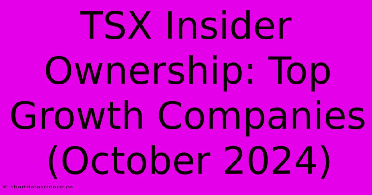 TSX Insider Ownership: Top Growth Companies (October 2024)