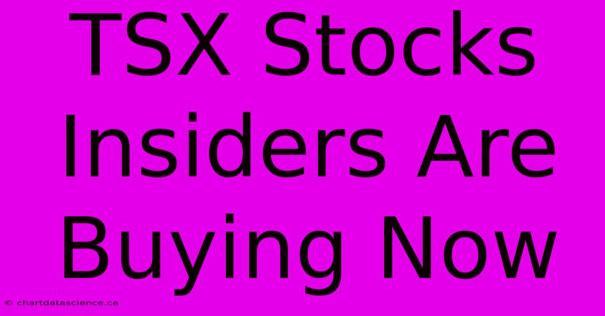 TSX Stocks Insiders Are Buying Now