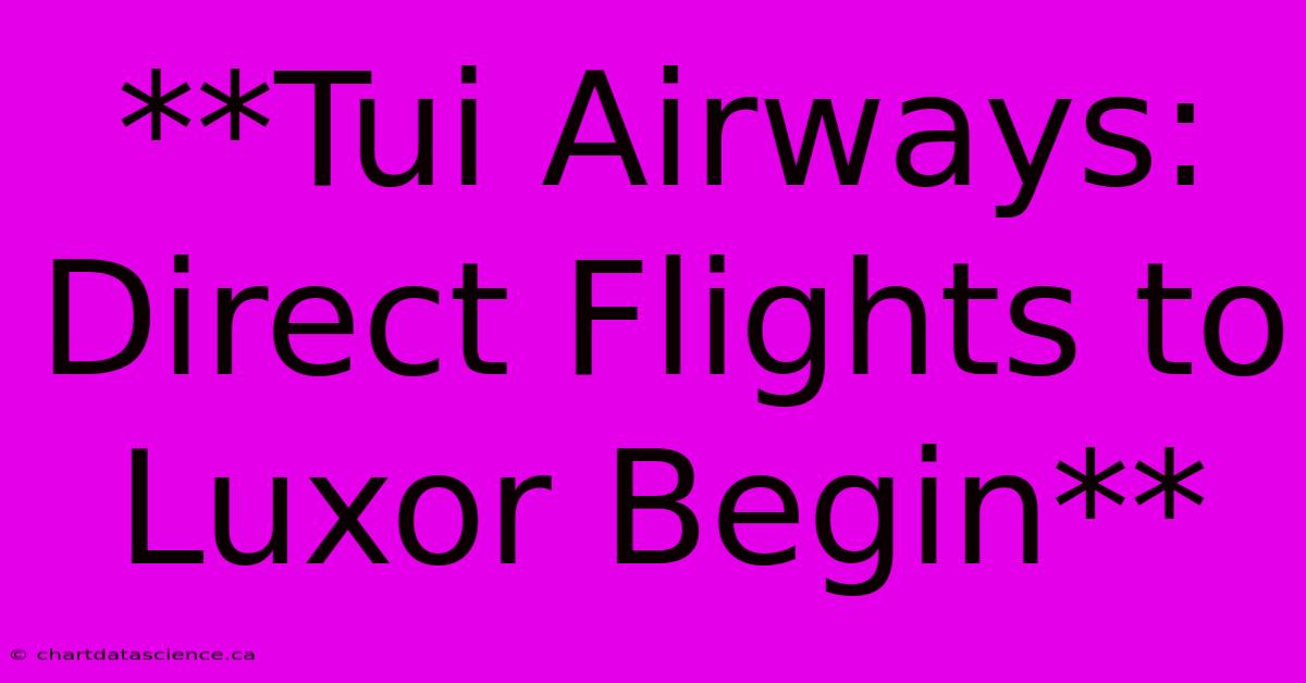 **Tui Airways: Direct Flights To Luxor Begin** 