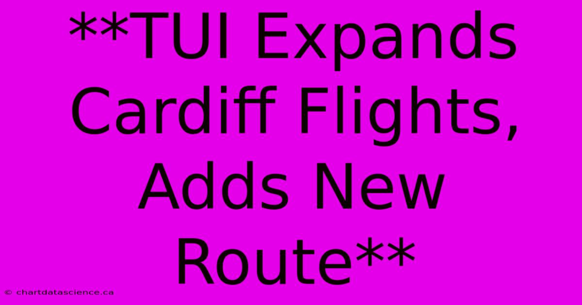 **TUI Expands Cardiff Flights, Adds New Route**