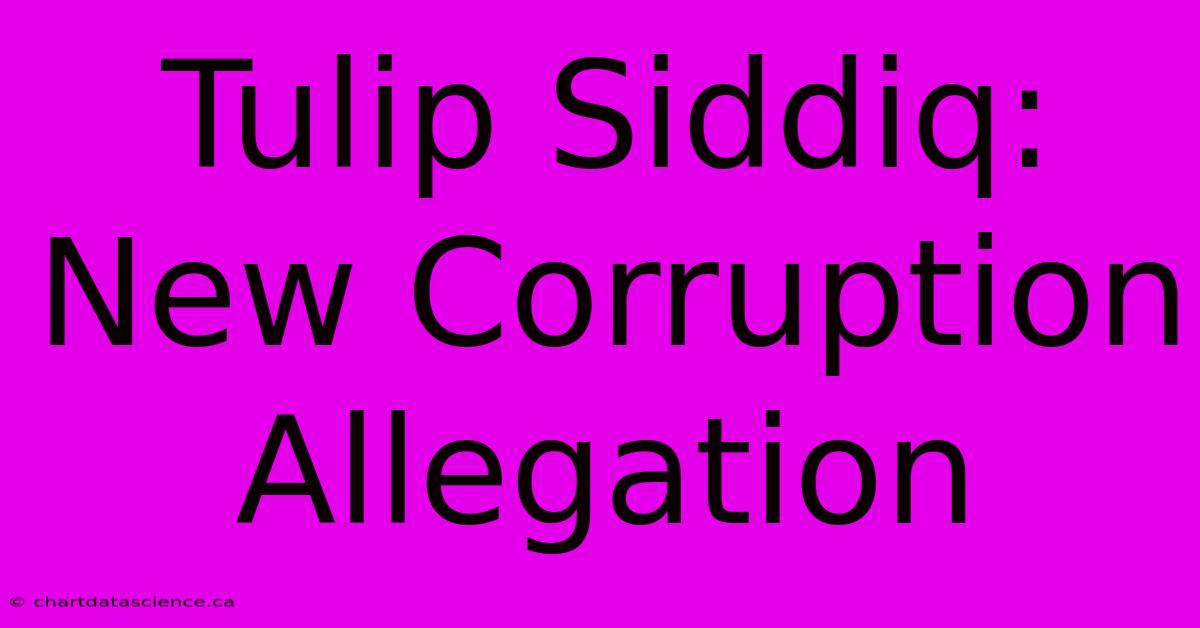 Tulip Siddiq: New Corruption Allegation