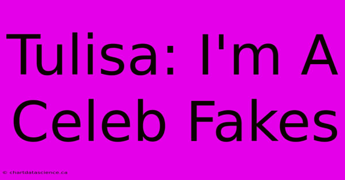 Tulisa: I'm A Celeb Fakes